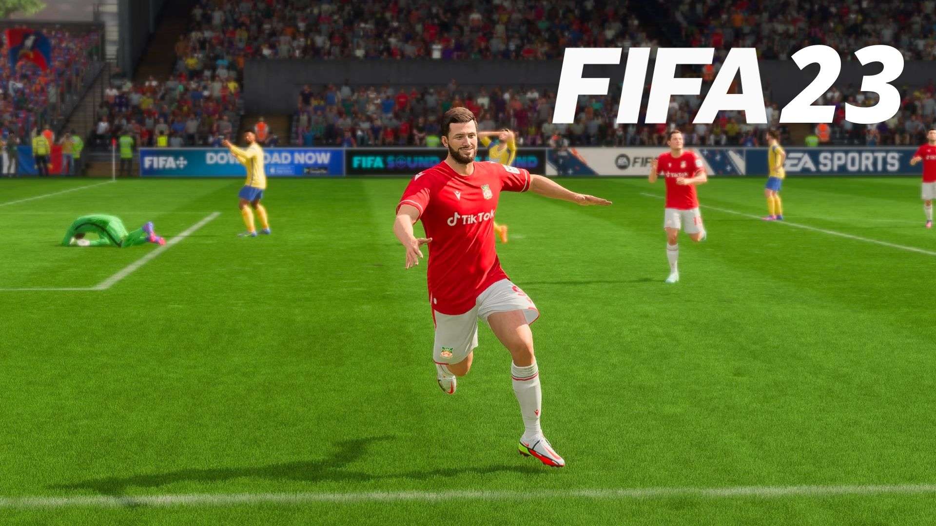Wrexham player in FIFA 23 celebrating