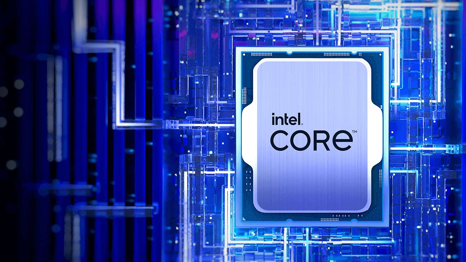 Intel CPU on Blue background