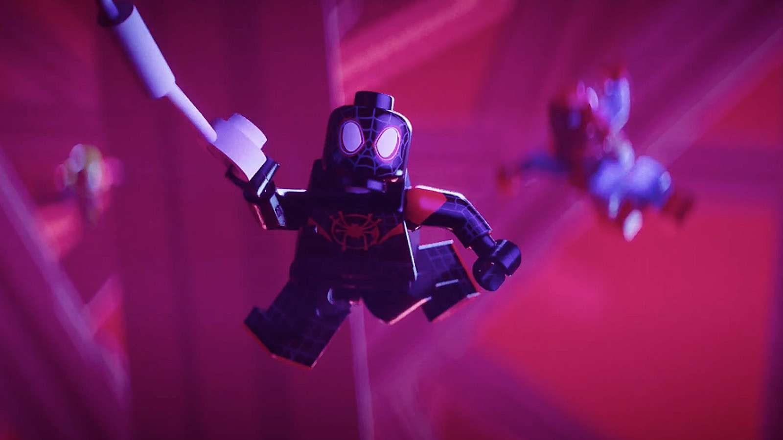 A still from the Spider-Man: Across the Spider-Verse LEGO trailer
