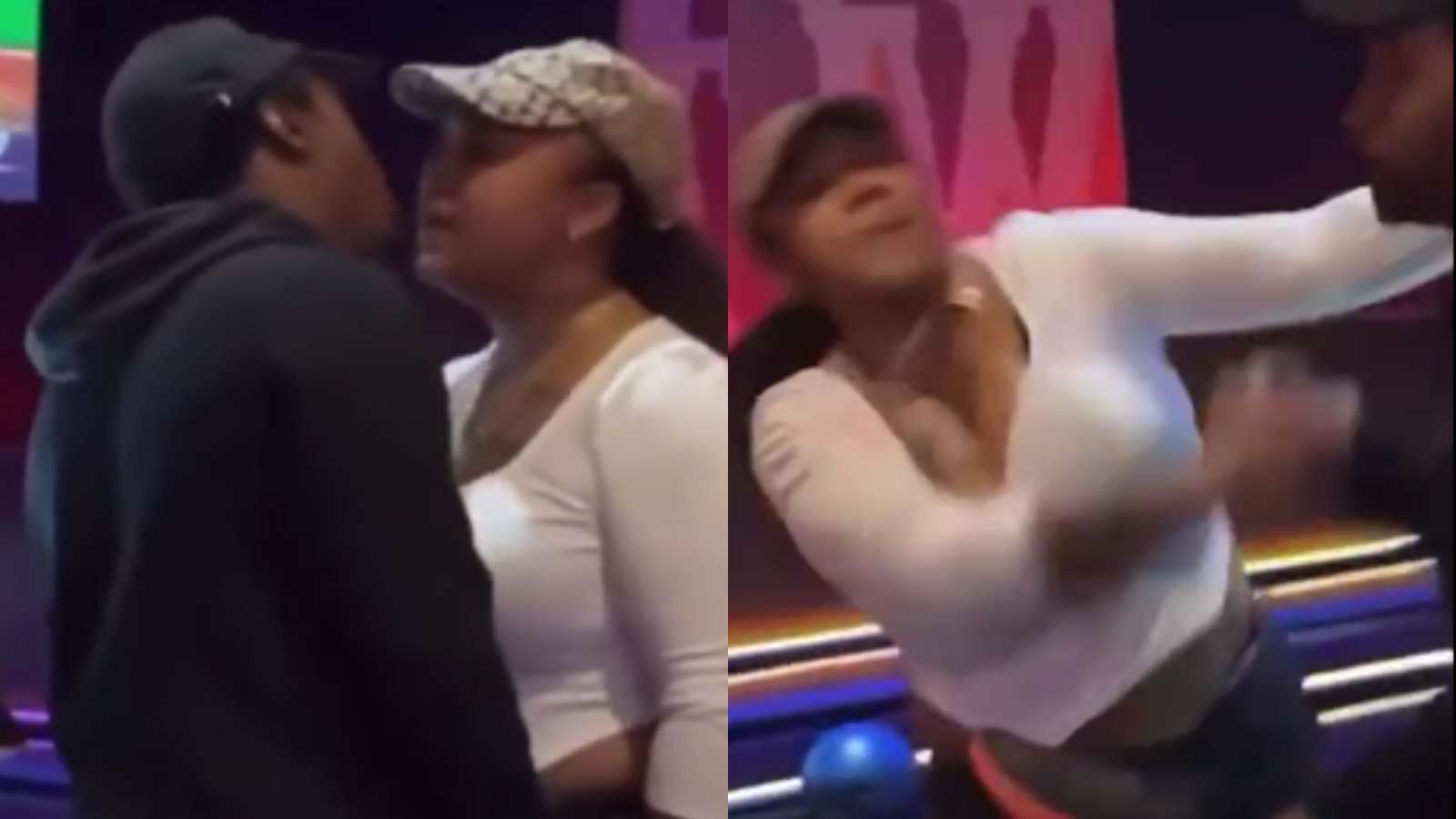 woman KOs her date with a bowling ball