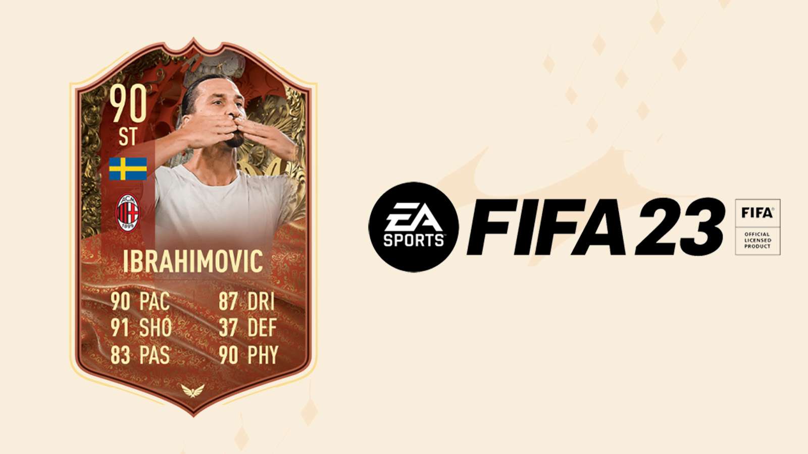 Ibrahimovic FUT Centurions card on FIFA 23 background
