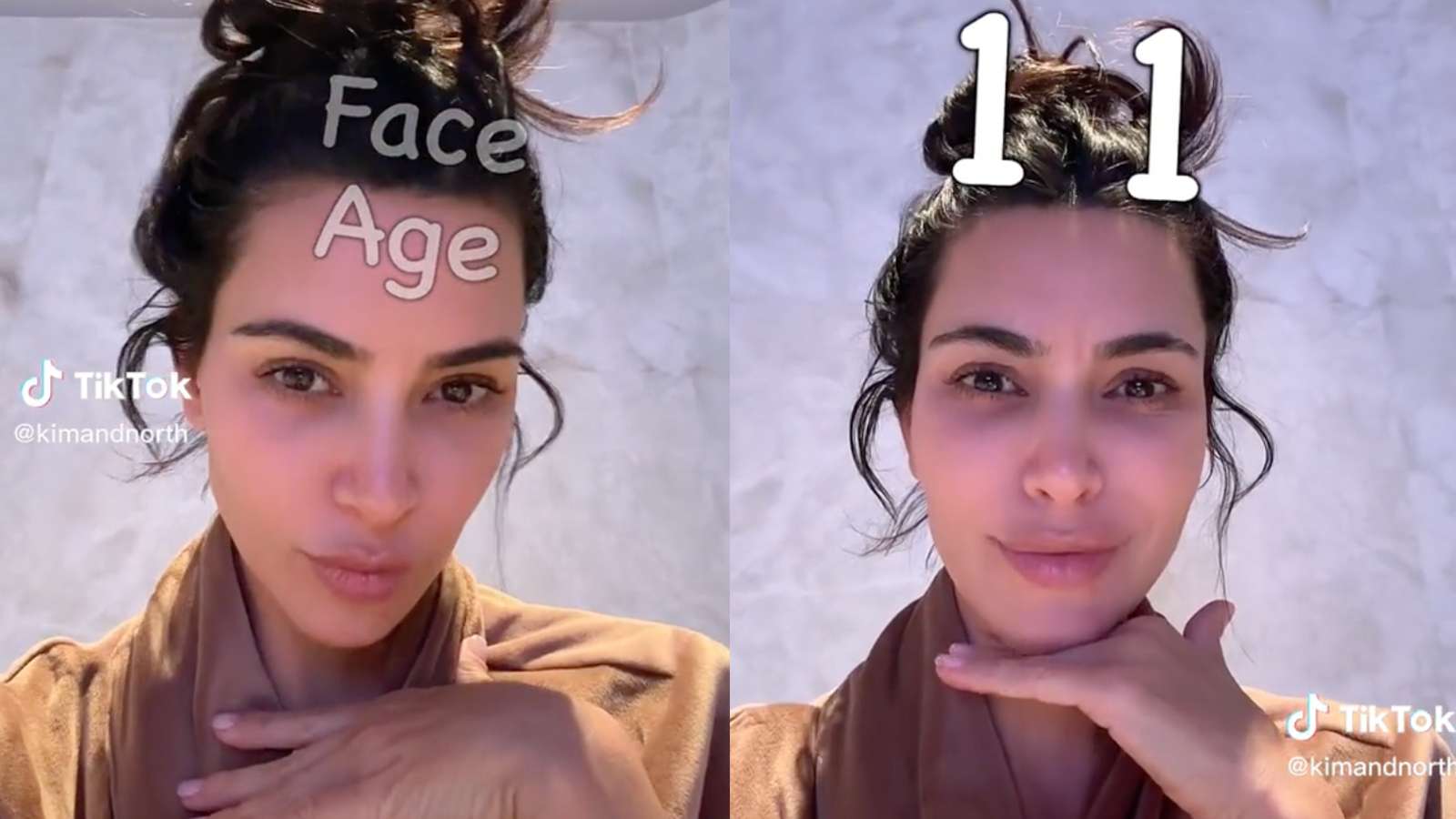 Kim Kardashian using TikTok face age filter