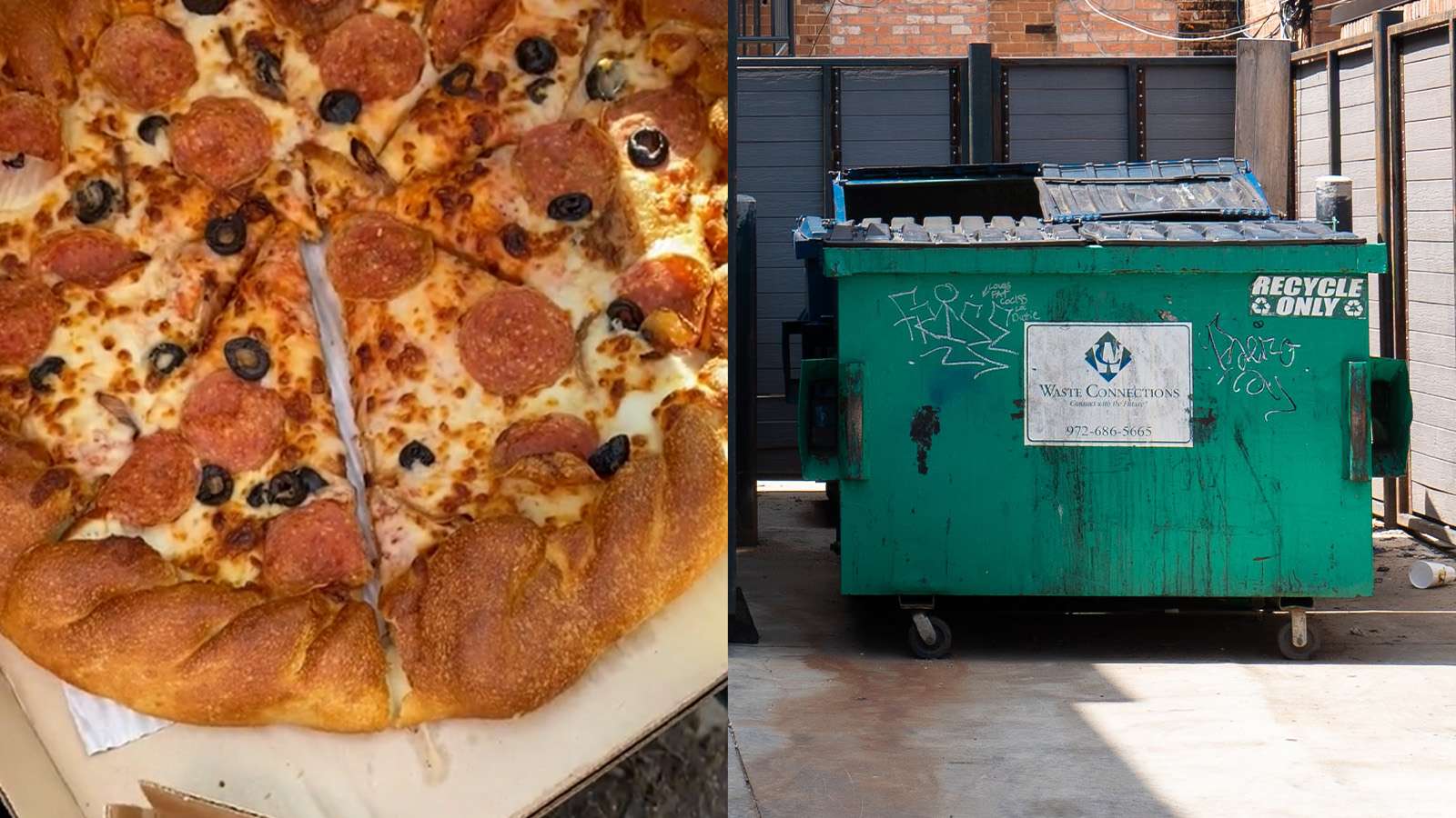 TikToker finds pizza in the dumpster