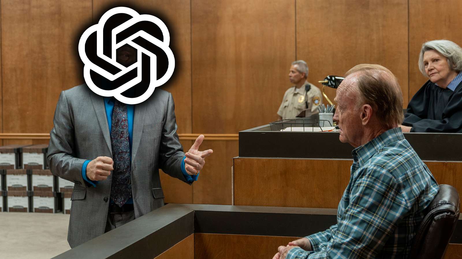 better call saul with chatgpt logo over it