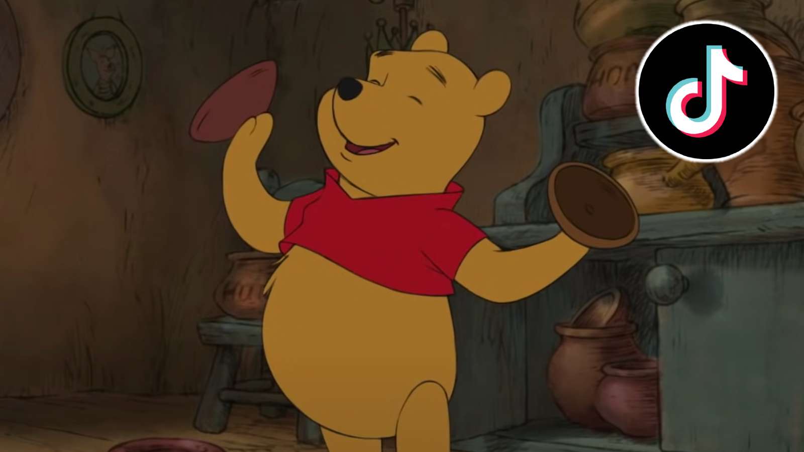 Winnie the Pooh next to TikTok logo