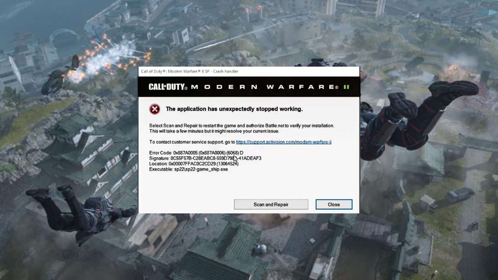 cod modern warfare 2 warzone 2 crash error message