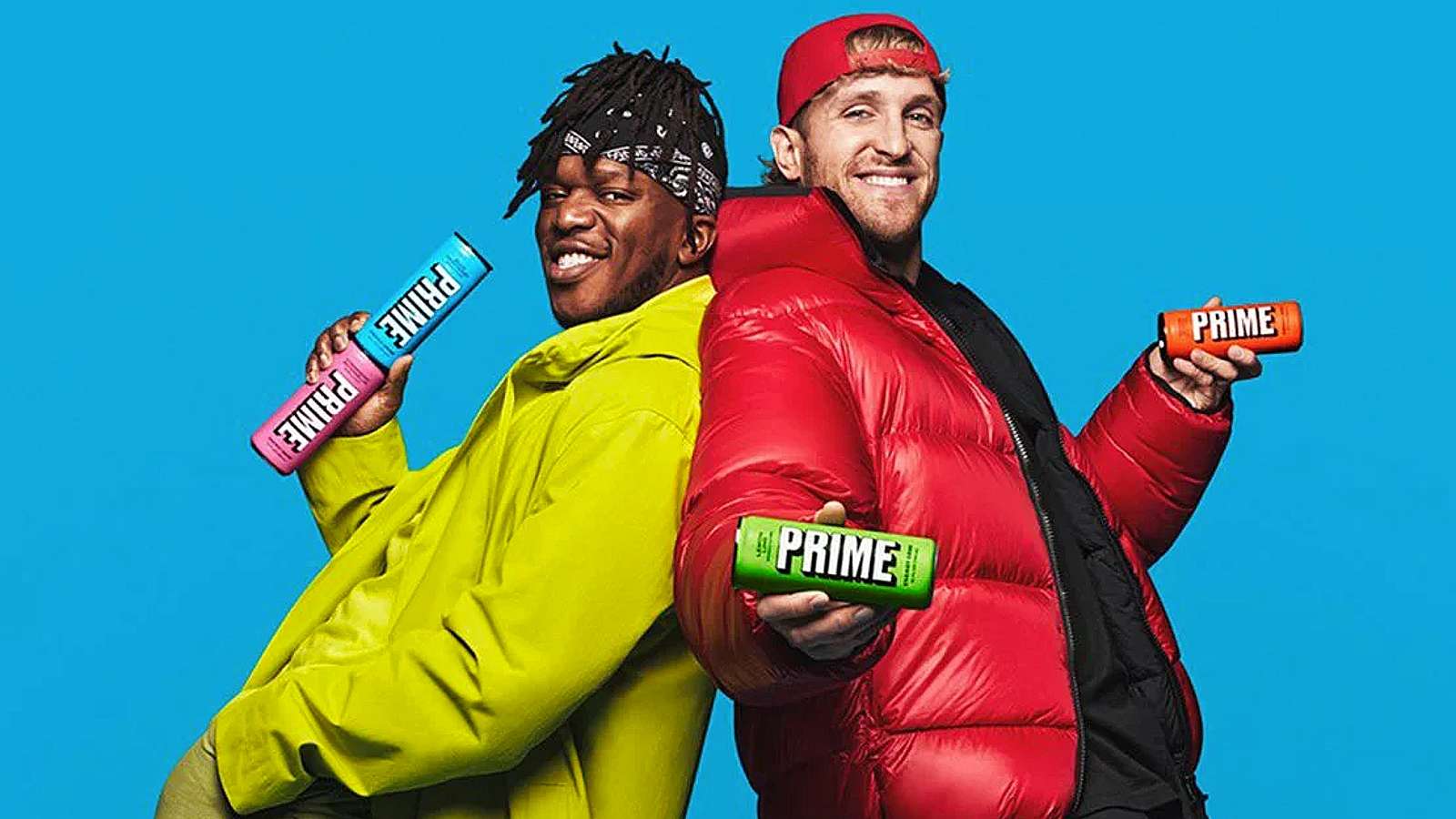 logan paul and ksi with prime bottles for ad