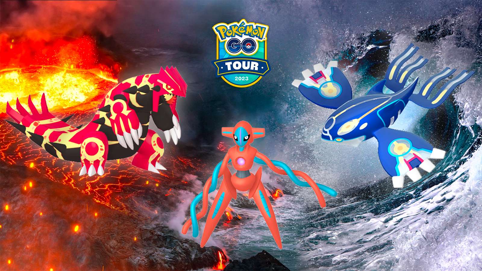 Primal Kyogre and Primal Groudon appearing in the Pokemon Go Tour Hoenn Raid Schedule