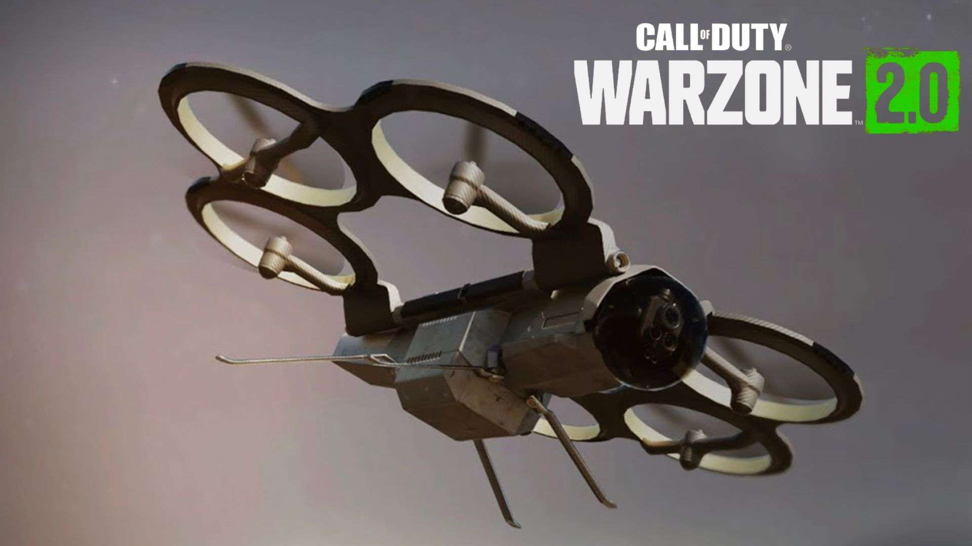 Drone in sky with Warzone 2 logo