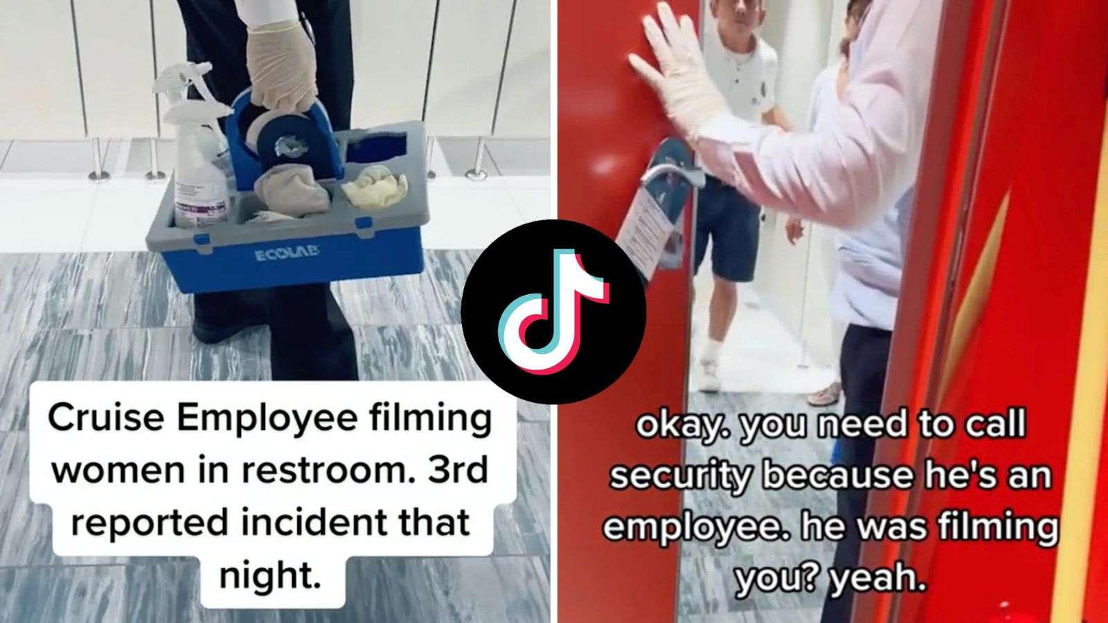 Woman horrified after catching male cruise worker filming her in restroom