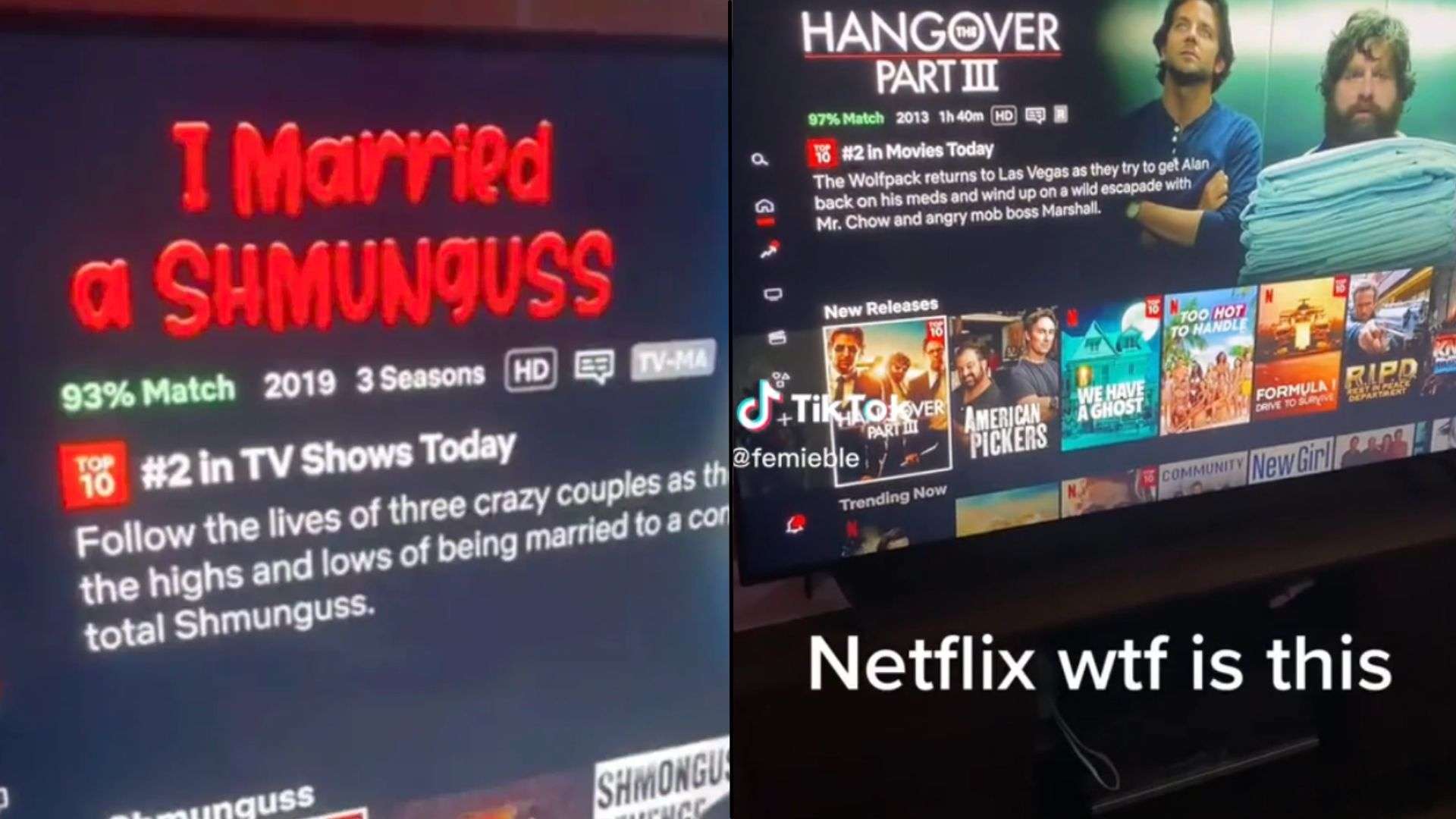 Netflix screen showing shmunguss videos