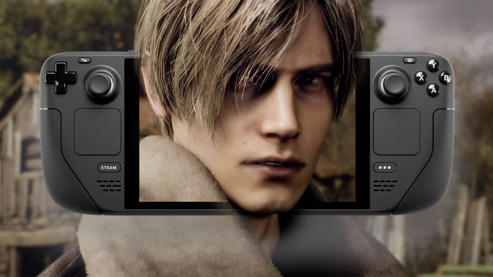 resident evil 4's leon in a steam deck