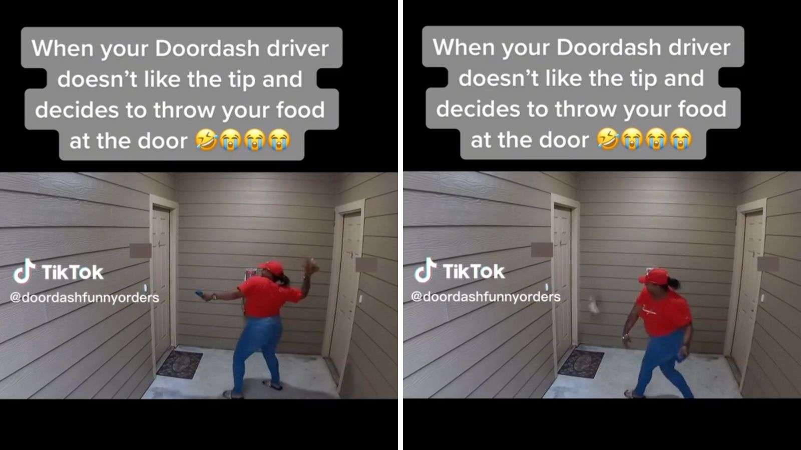 DoorDash driver slamming non-tipping customer’s order against their door