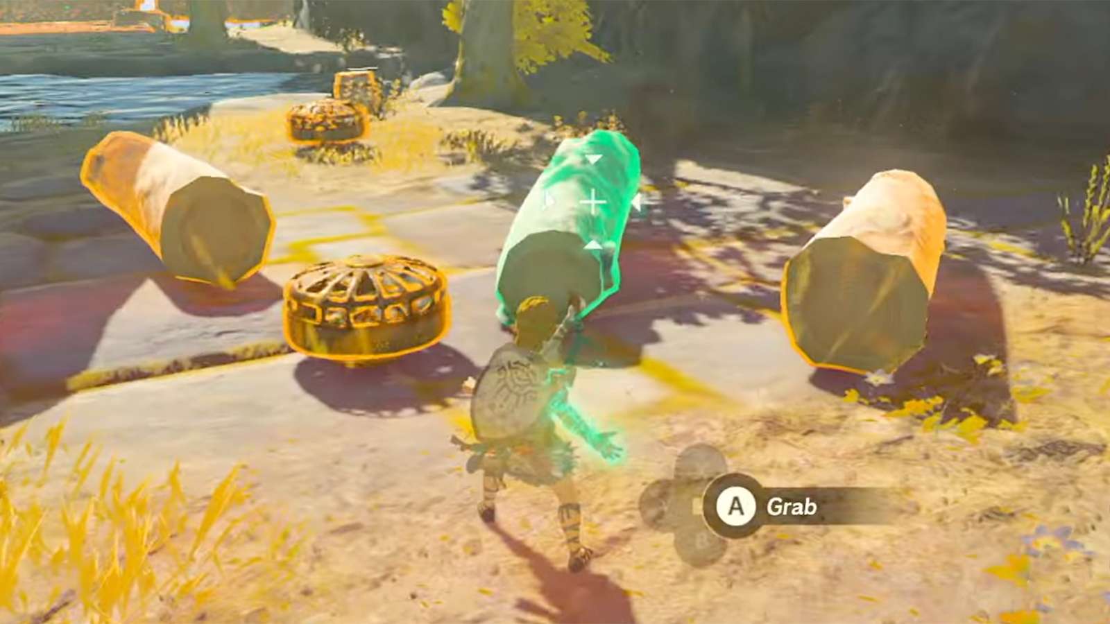 Link using the Ultrahand ability in Zelda Tears of the Kingdom