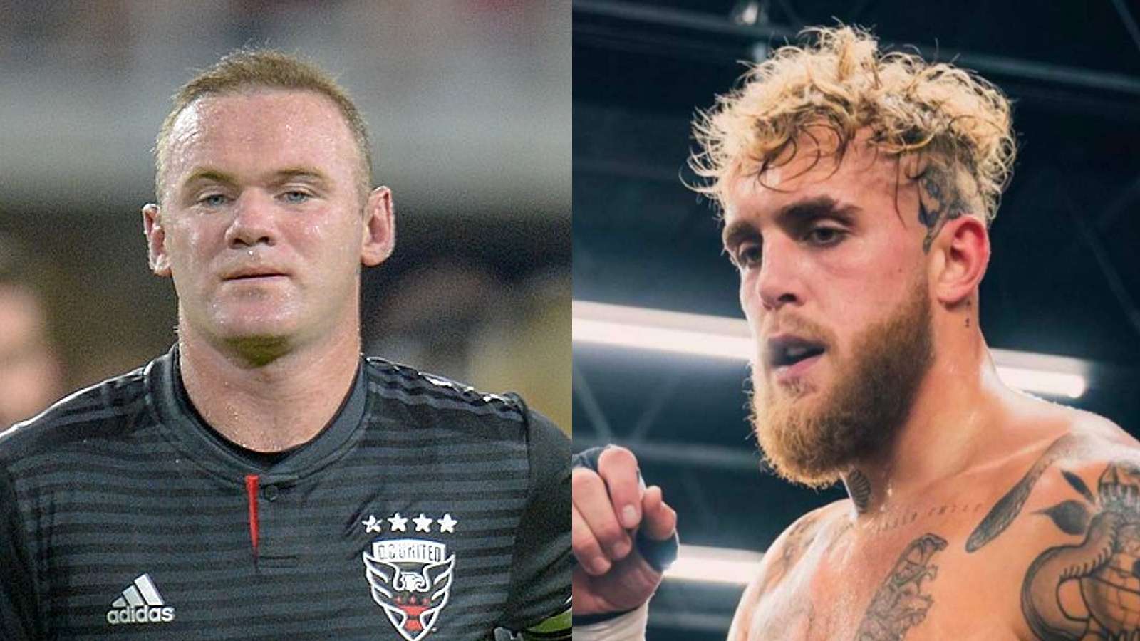 Wayne Rooney and Jake Paul side by side images