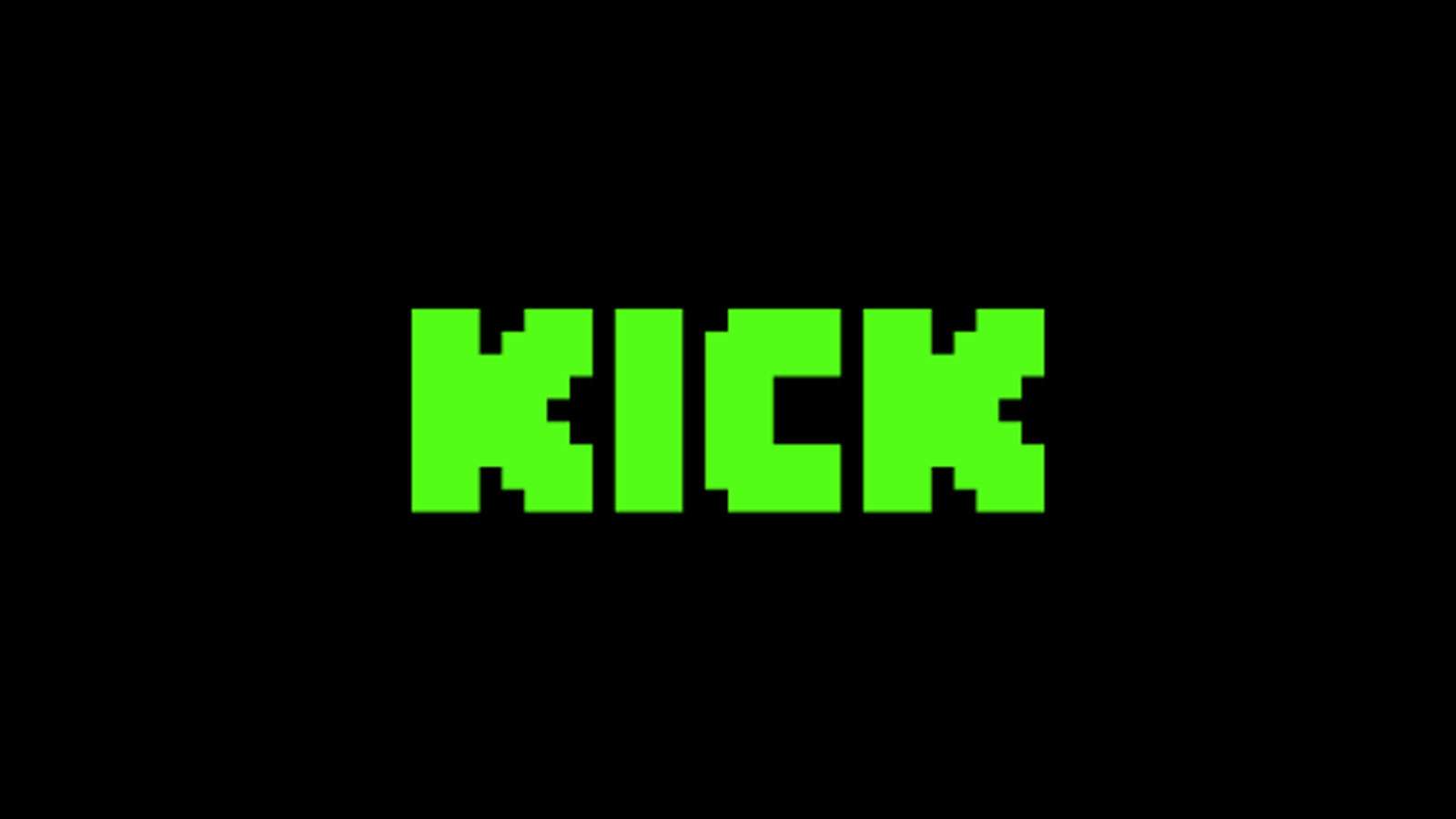 Kick.com logo in green with black background