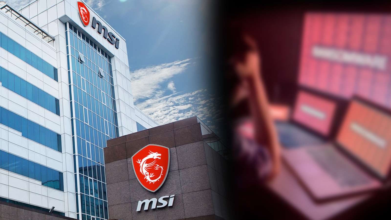 MSI offices with a man blurred with ransomware