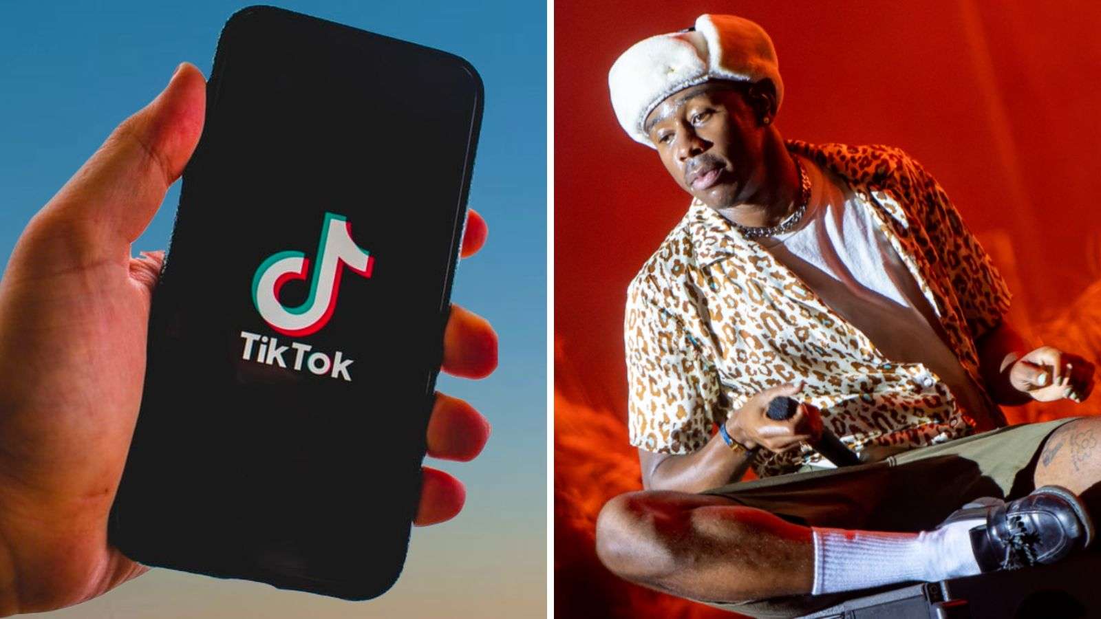 TikTok app on phone, Tyler, the Creator
