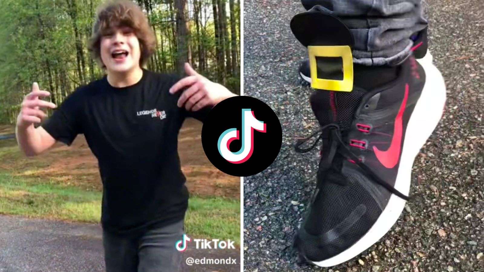 TikToker showing off his Nike shoes