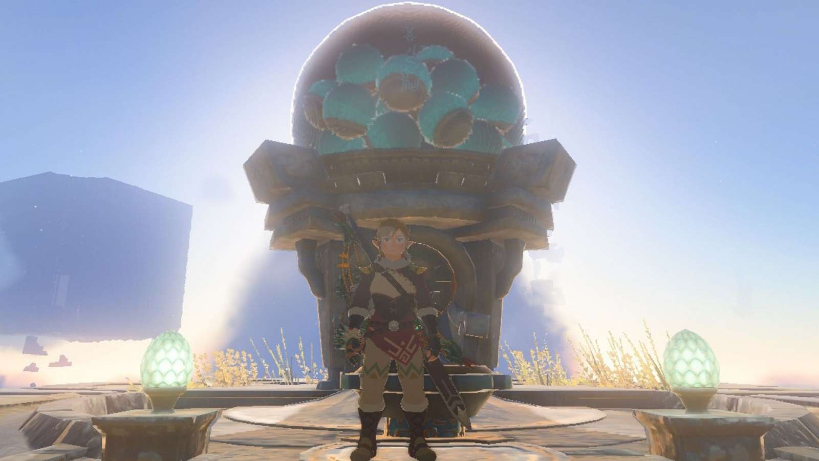Link standing next to a Zonai Device Dispenser