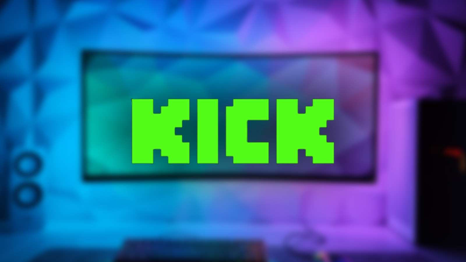 Kick Streaming logo on top of computer gaming setup