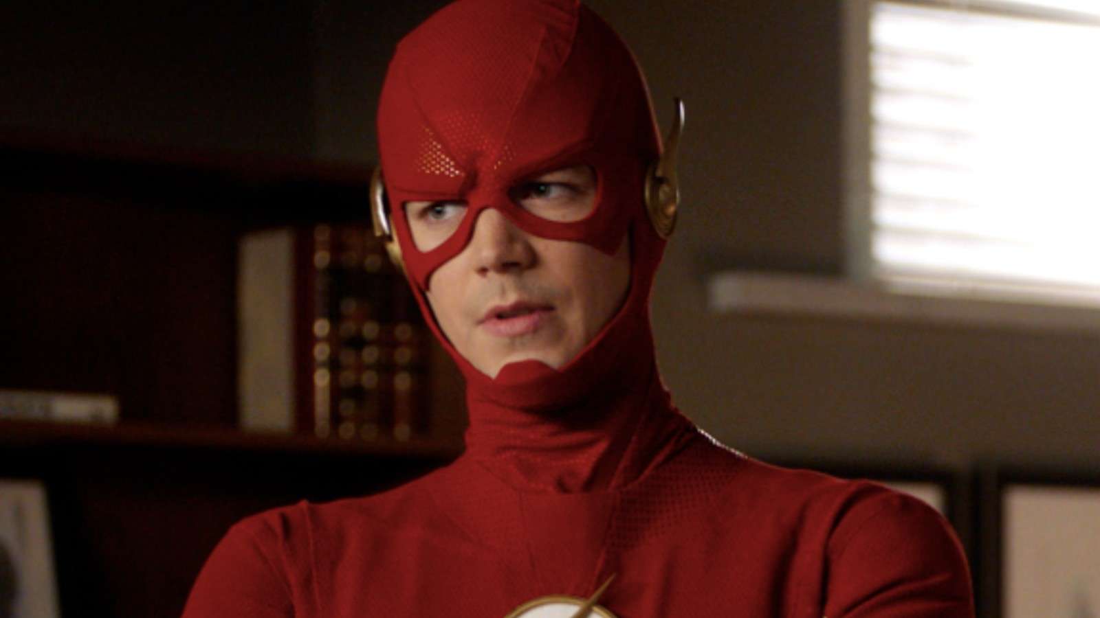 A close up of Grant Gustin as Barry Allen in The Flash