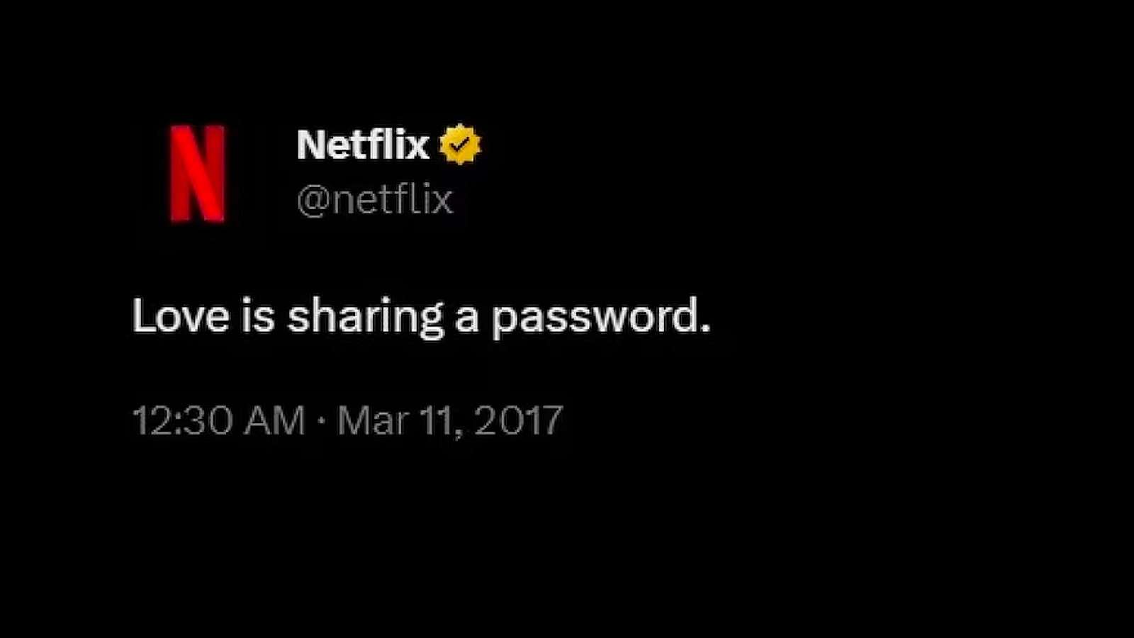 Netflix's old tweet about sharing passwords