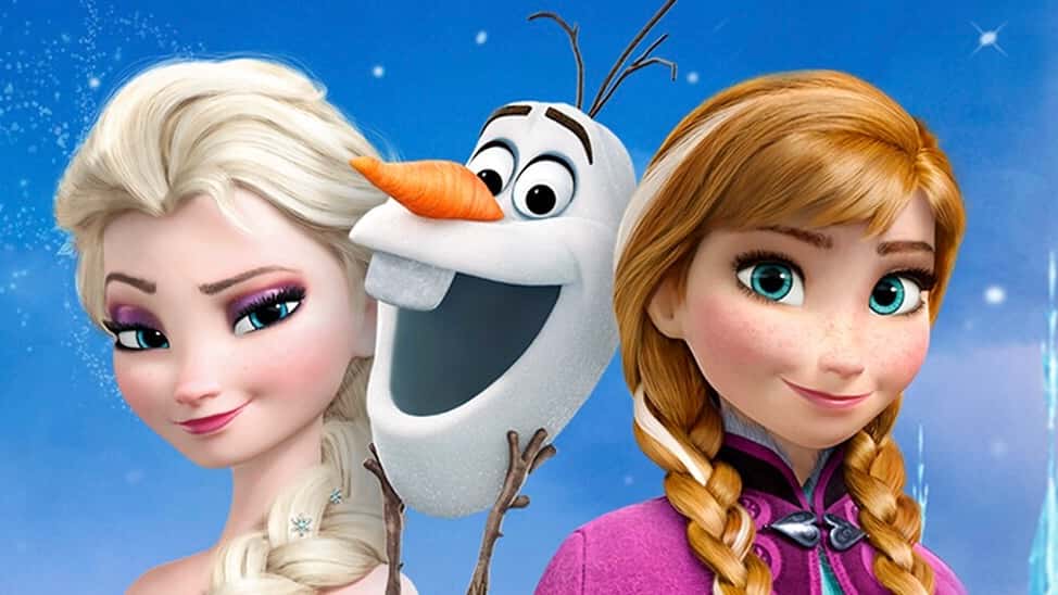 Anna, Olaf, and Elsa in Frozen.