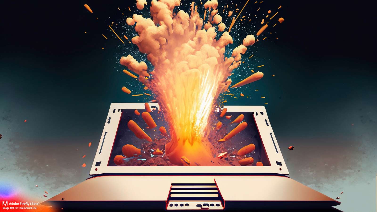 AI image of a computer exploding
