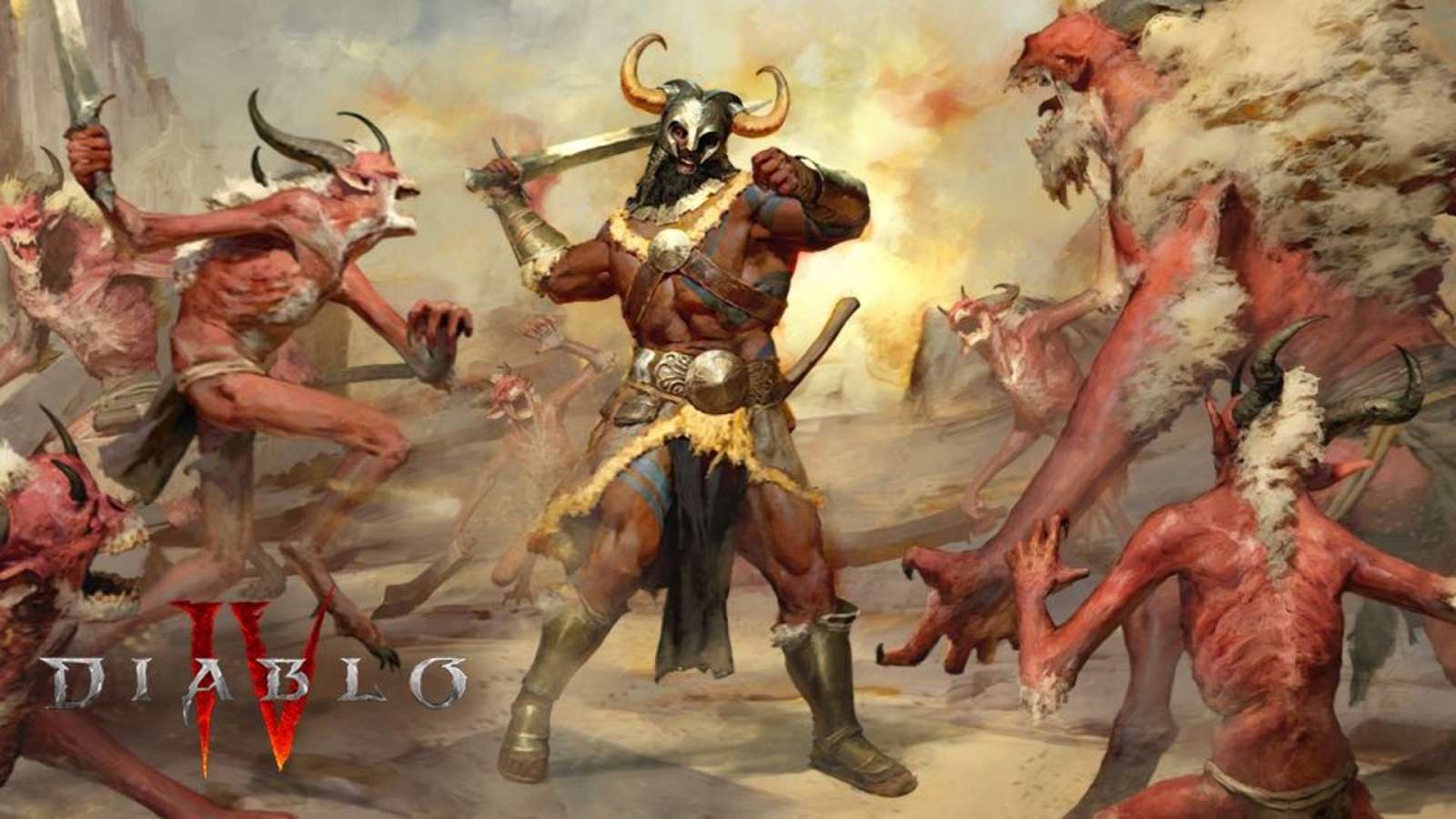 Diablo 4 Barbarian fighting monsters