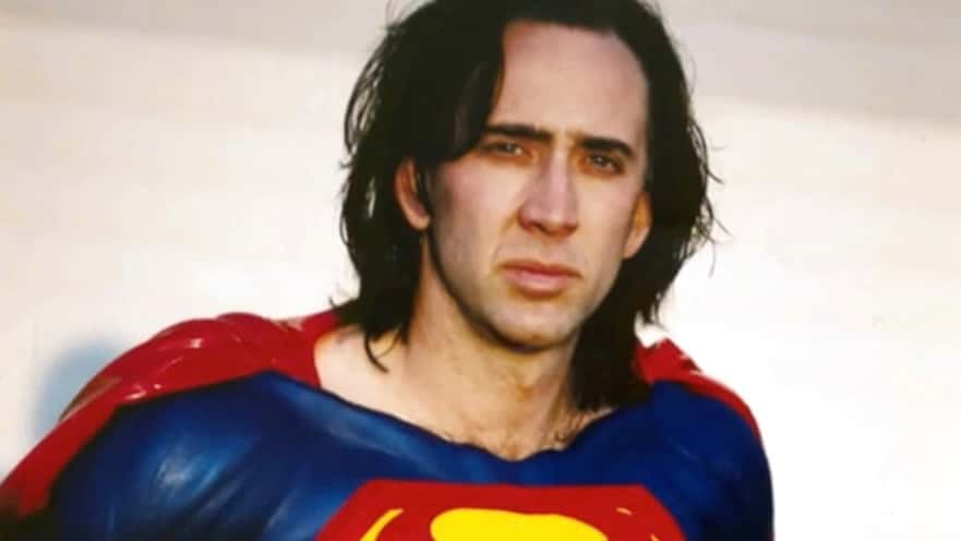 Nicolas Cage in a test shot for Superman Lives.