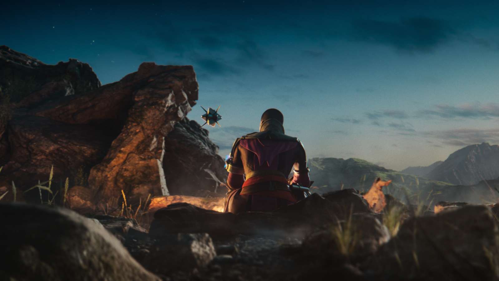 Destiny 2 Ikora Rey around a campfire