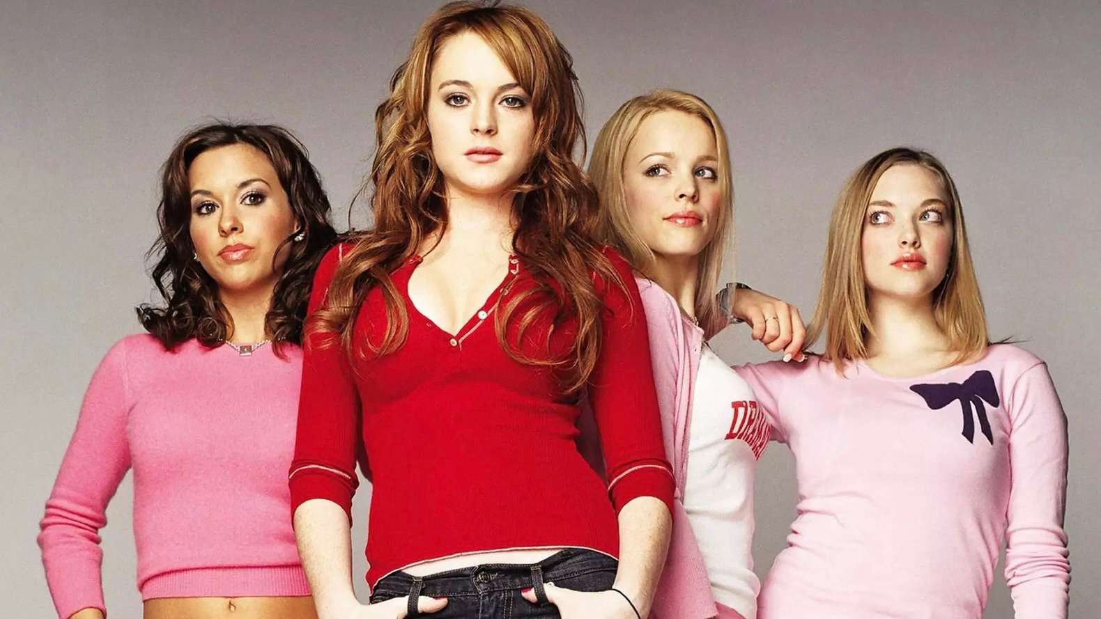 Lindsay Lohan with the Plastics in Mean Girls.