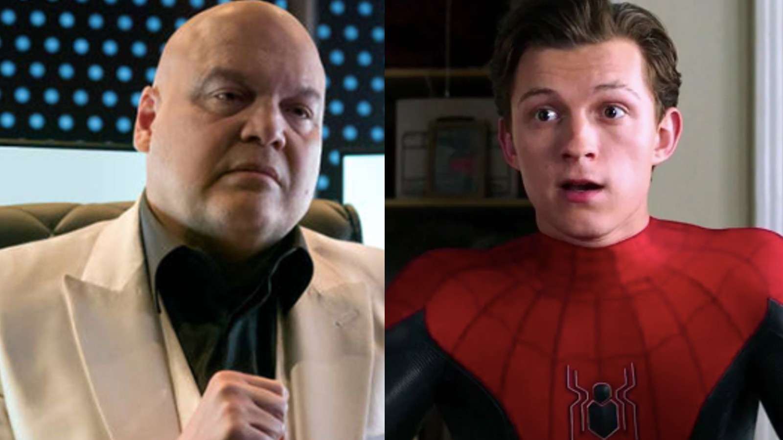 Vincent D'Onofrio as Kingpin and Tom Holland as Spider-Man in the MCU