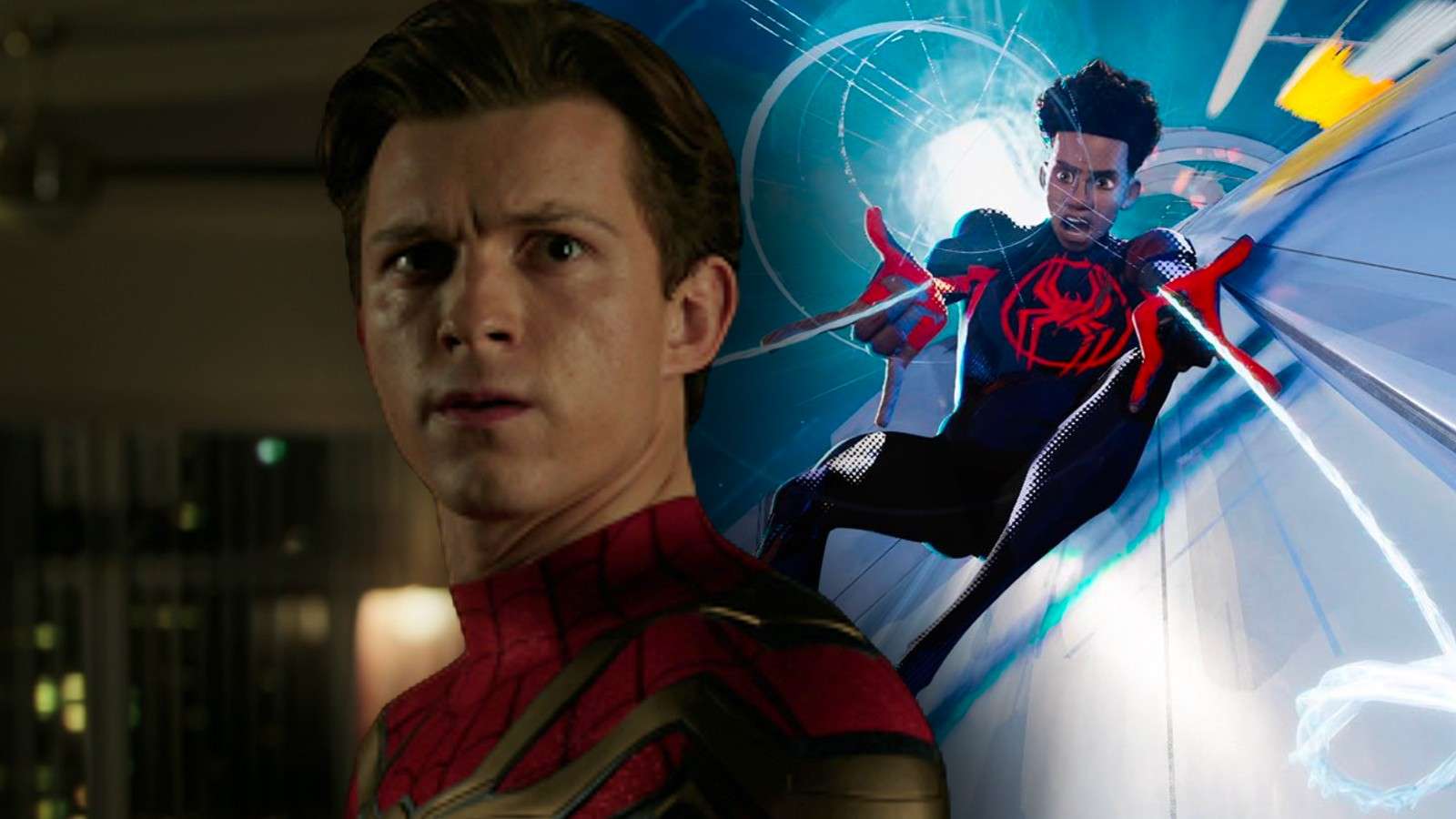 Tom Holland as Spider-Man and Miles Morales in Across the Spider-Verse