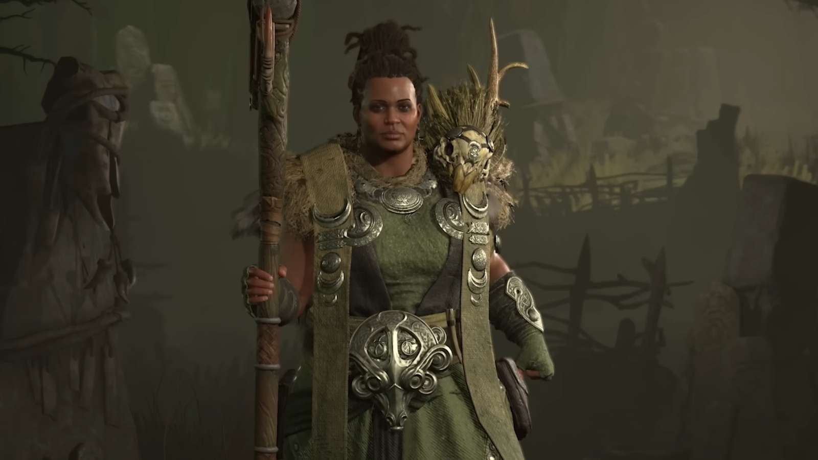 A screenshot of a character from Diablo 4 trailer