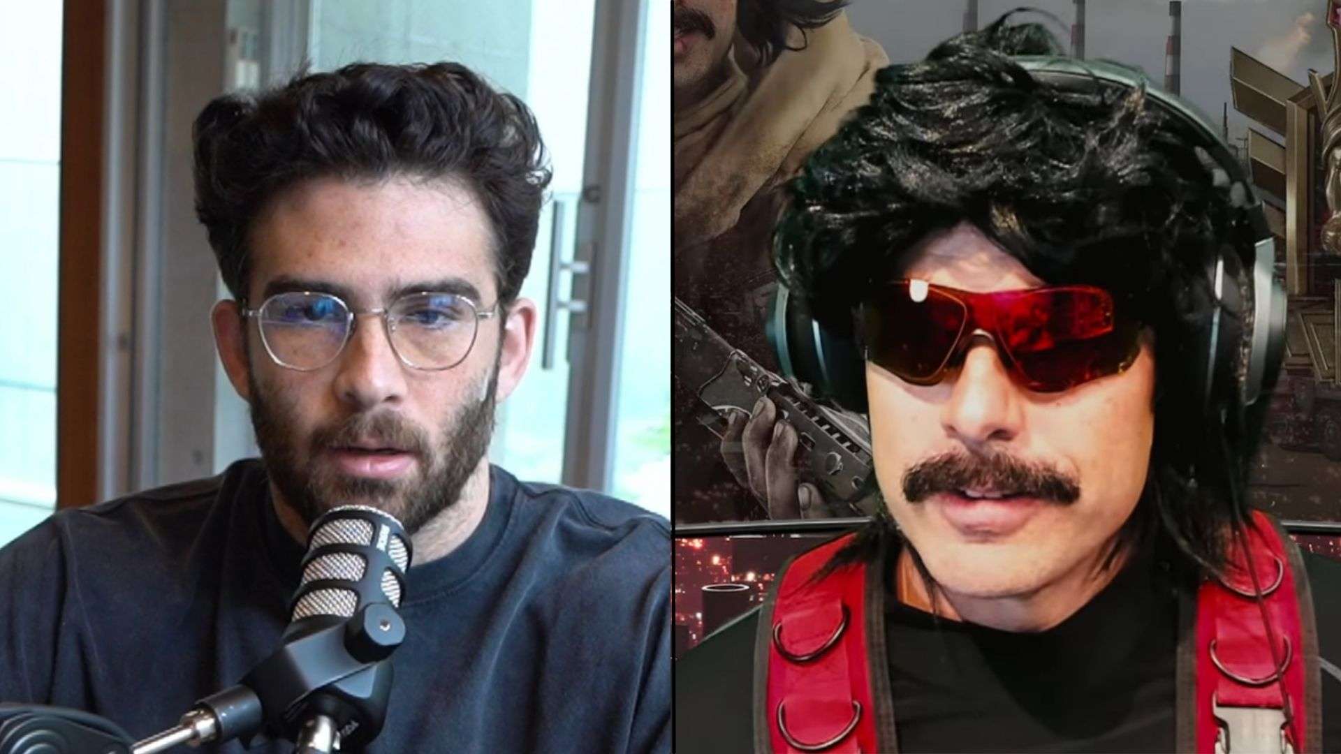 Dr Disrespect and Hasan side by side talking into mic