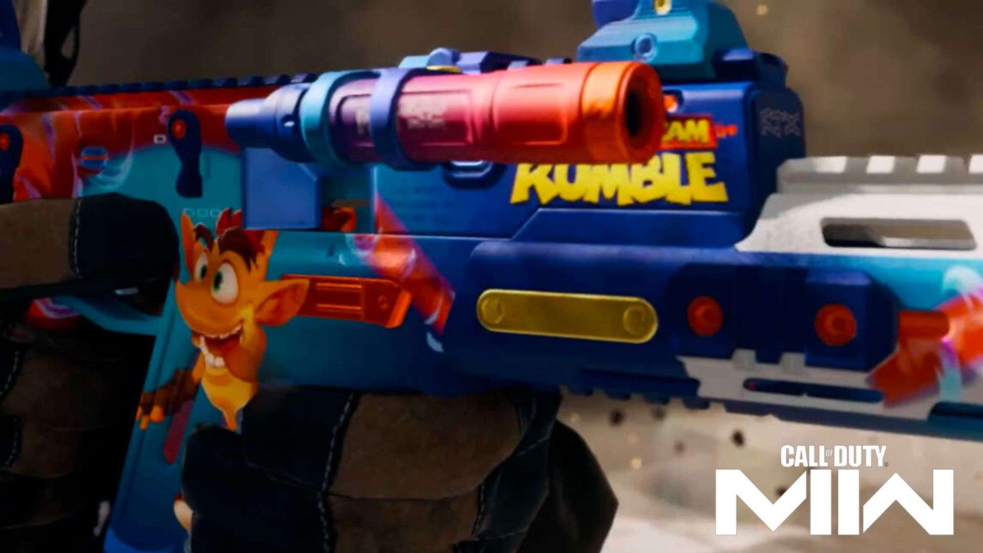 Crash Bandicoot bundle gun in Warzone being aimed