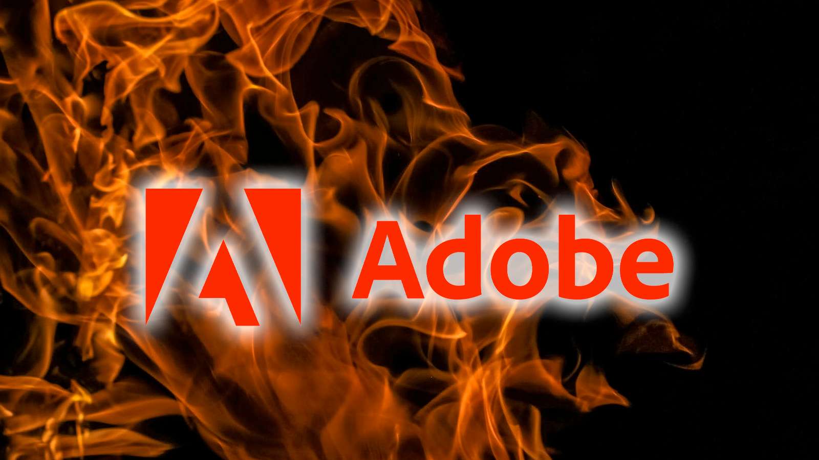 Adobe logo with fire behind it