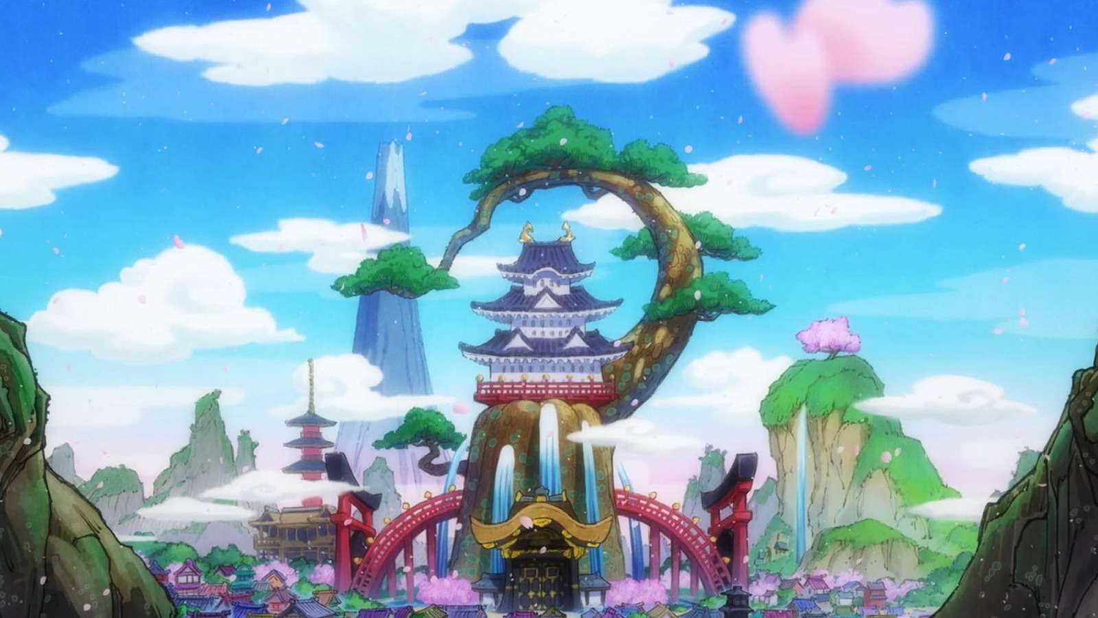 An image of the Wano Country in One Piece