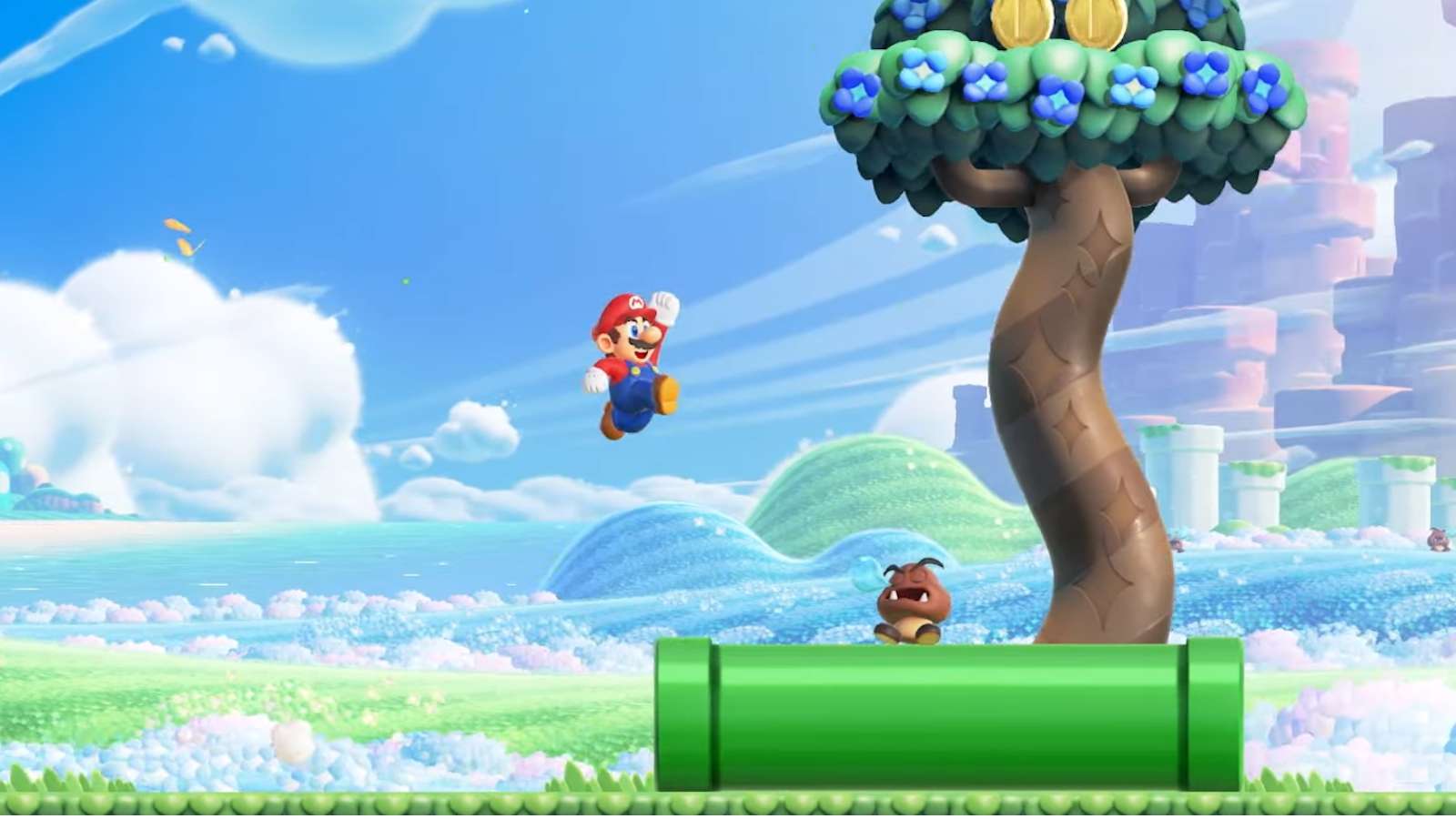 Super Mario Bros. Wonder gameplay as revealed in Nintendo Direct announcement trailer.