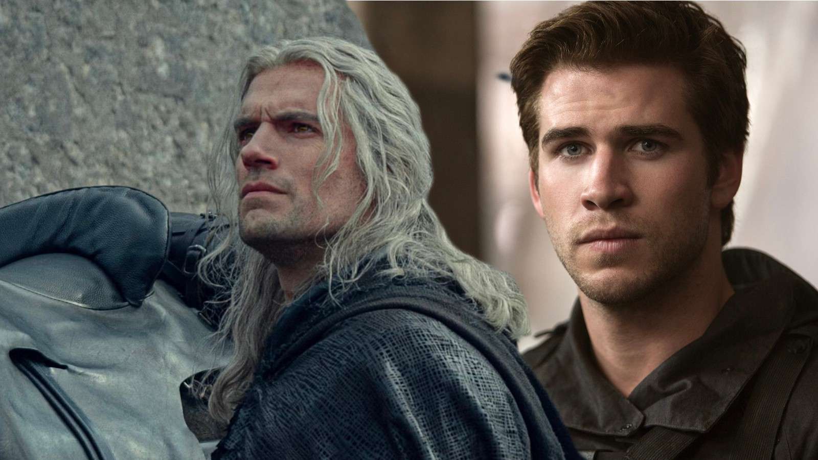 Henry Cavill as Geralt in The Witcher and Liam Hemsworth as Gale Hawthorne in The Hunger Games