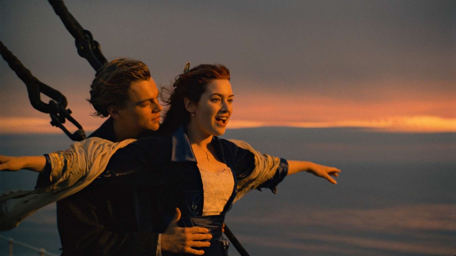 Leonardo DiCaprio and Kate Winslet as Jack and Rose in Titanic