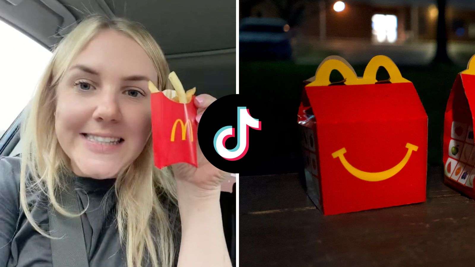 McDonald's customer showing her small Happy Meal fries