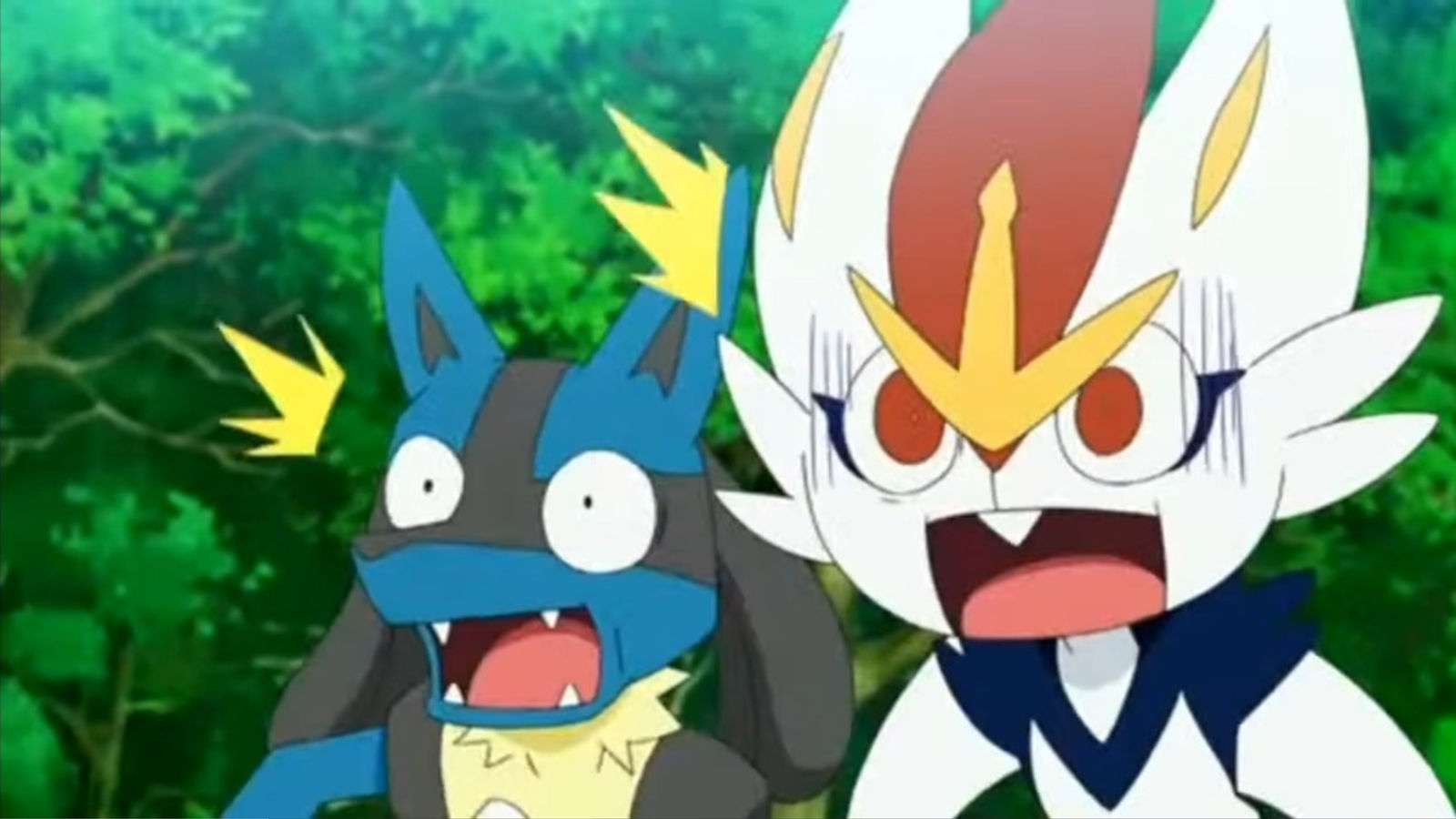 Lucario and Cinderace Shocked Face