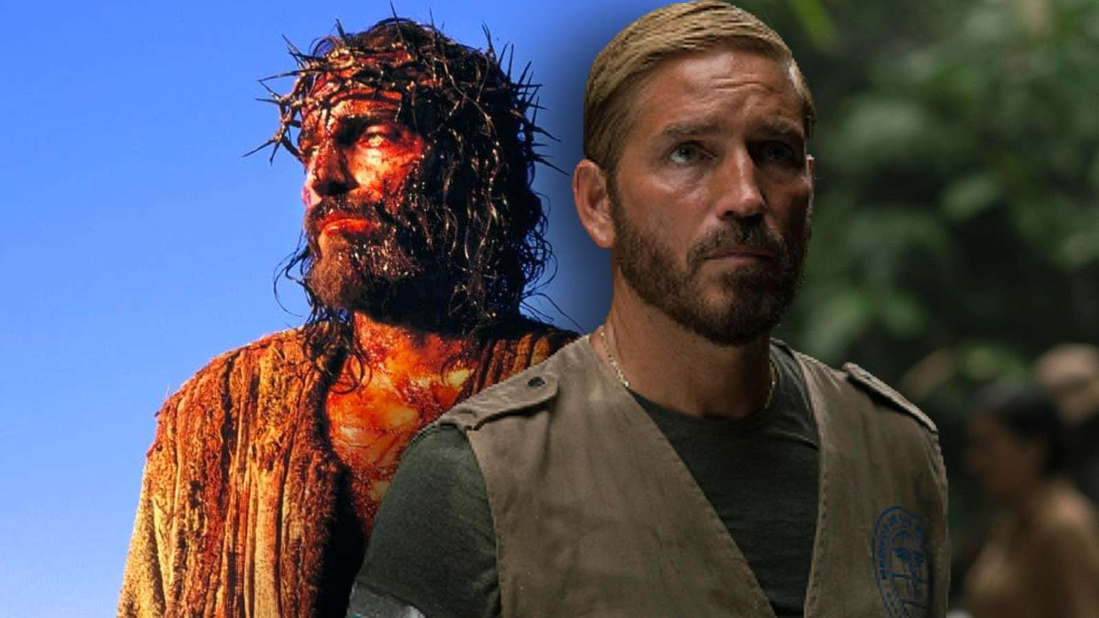 Jim Caviezel as Jesus in The Passion of the Christ and Tim Ballard in Sound of Freedom