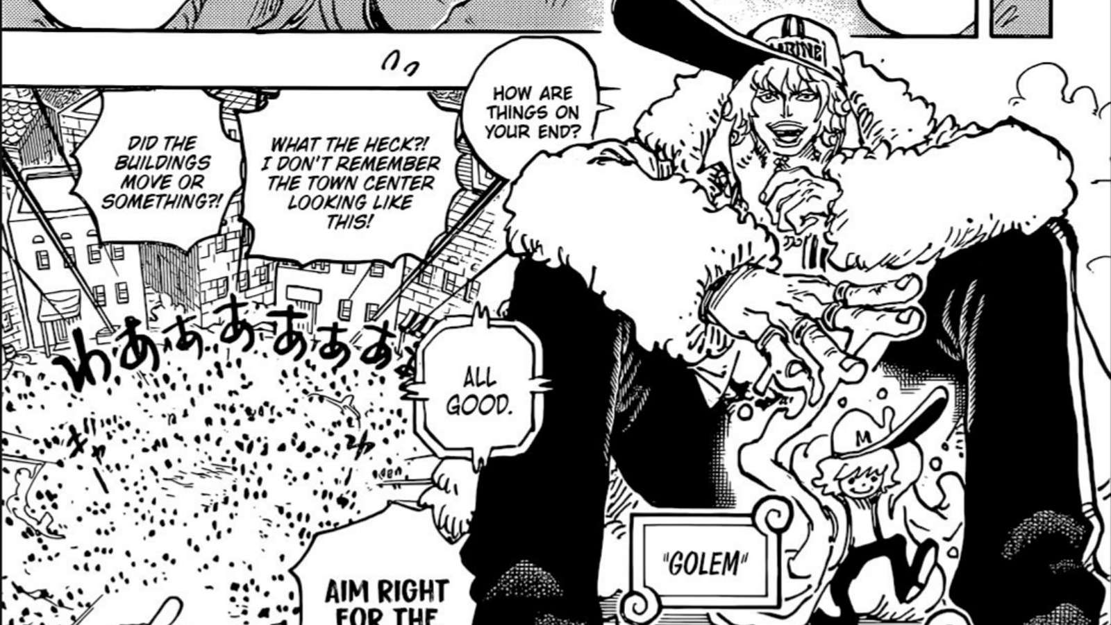 A panel from One Piece manga featuring Prince Grus