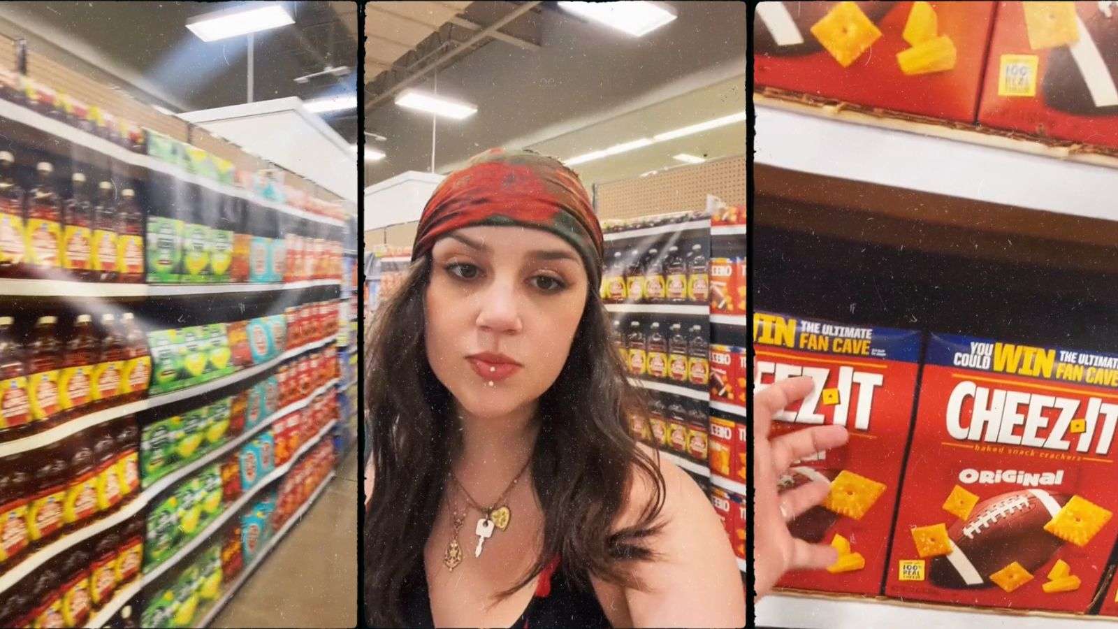 Shopper confused with empty shelves with pictures of food