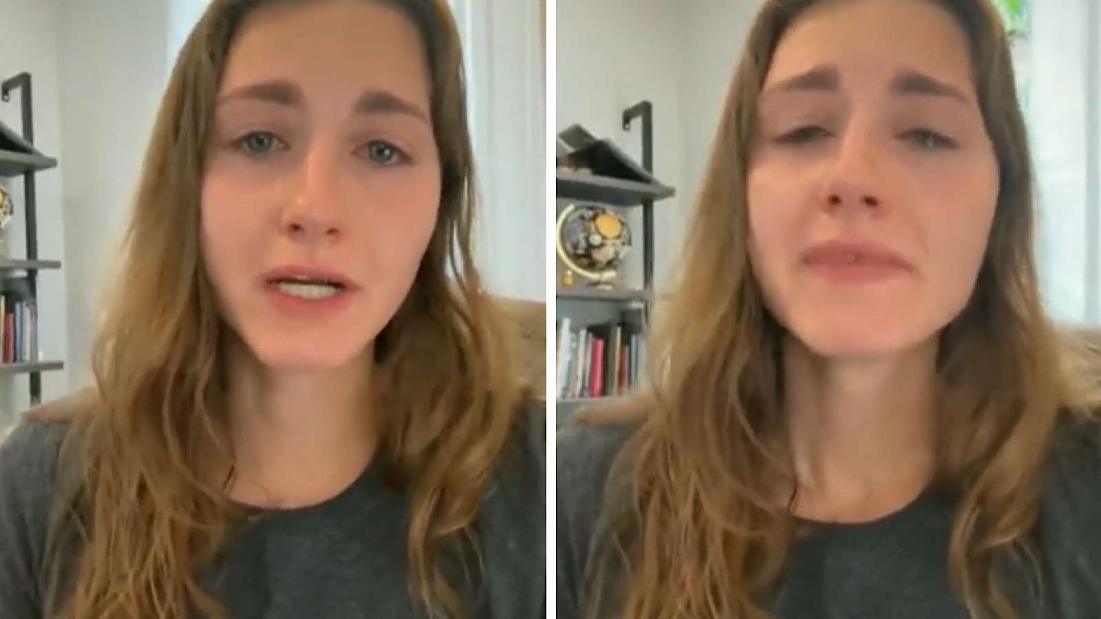 Woman tearfully claims men only want "robots" and "screens."