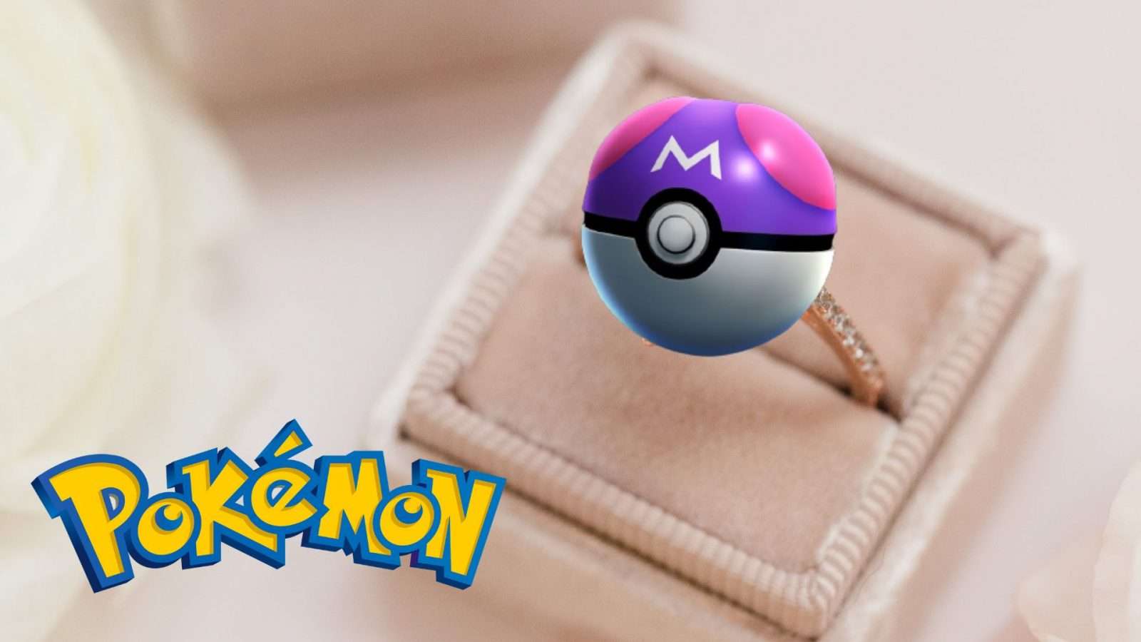 ring with pokemon master ball and logo